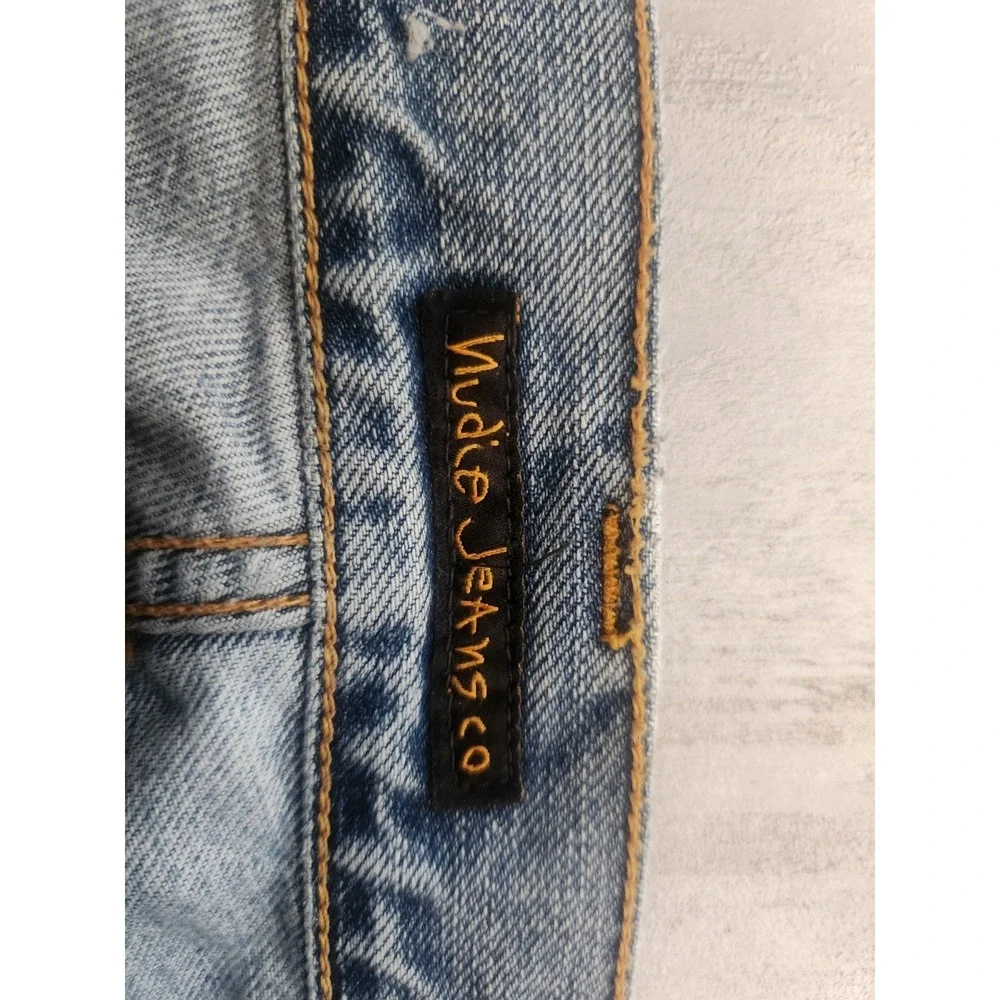 NUDIE Hank Rey Blue Jeans Size 36X34 Straight Light Wash Denim